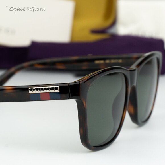 BRAND NEW Gucci GG0746S 003 Havana Green Rectangle Unisex Sunglasses GG 0746S - Picture 1 of 7